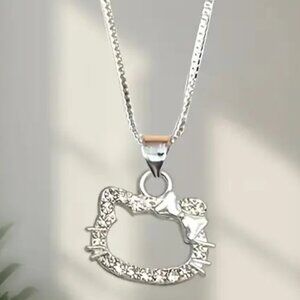 HELLO KITTY sanrio PENDANT NECKLACE silver CLAVICLE CHAIN extender